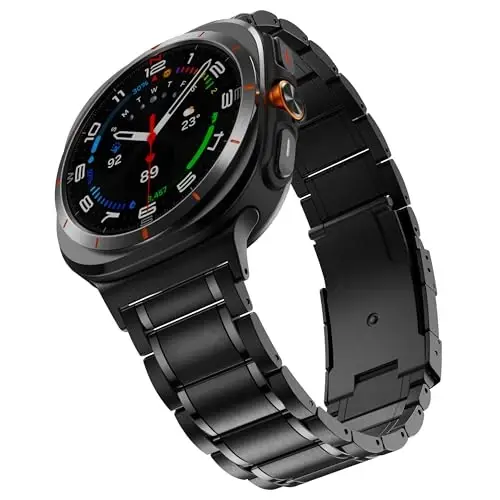 BAIHUIAM Titan Bantlari Galaxy Watch Ultra 47mm bilan mos keladigan erkaklar va ayollar uchun, mustahkam titan metall bant biznes kamar bilaguzuk Galaxy Watch 7 Ultra 47mm uchun, qora - BAIHUIAM