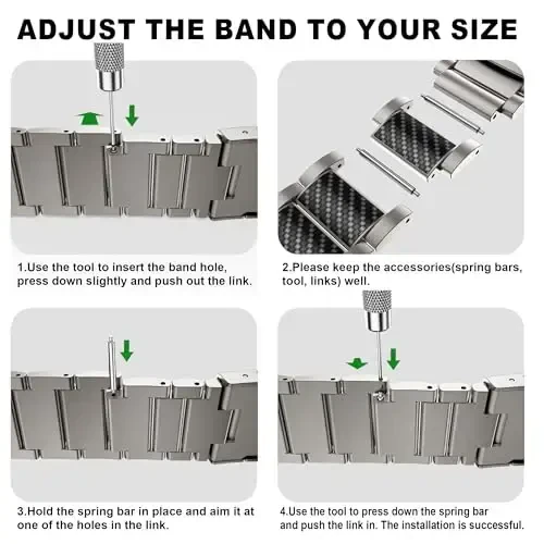 BAIHUIAM Titanium Bands Compatible with Galaxy Watch Ultra 2/1 47mm Band for Men, Carbon Fiber Titanium Metal Band Business Replacement Strap for Galaxy Watch 8/7 Ultra 47mm (2025/2024), Silver - 6