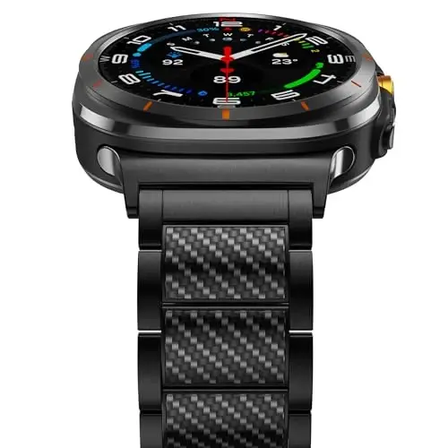 BAIHUIAM Titanium Bands Compatible with Galaxy Watch Ultra 2/1 47mm Band for Men, Carbon Fiber Titanium Metal Band Business Replacement Strap for Galaxy Watch 8/7 Ultra 47mm (2025/2024), Black - BAIHUIAM (1)