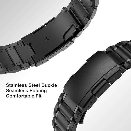 BAIHUIAM Titanium Bands Compatible with Galaxy Watch Ultra 47mm Band for Men Women, Solid Titanium Metal Band Business Strap Wristband for Galaxy Watch 7 Ultra 47mm, Black - 4