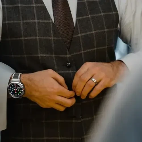 BAIHUIAM Titanium Bands Galaxy Watch Ultra 2/1 47mm Band bilan mos keladi, Erkaklar uchun karbon tolali titanium metal band Galaxy Watch 8/7 Ultra 47mm uchun biznes almashtirish tasmasi (2025/2024), Kumush - 7