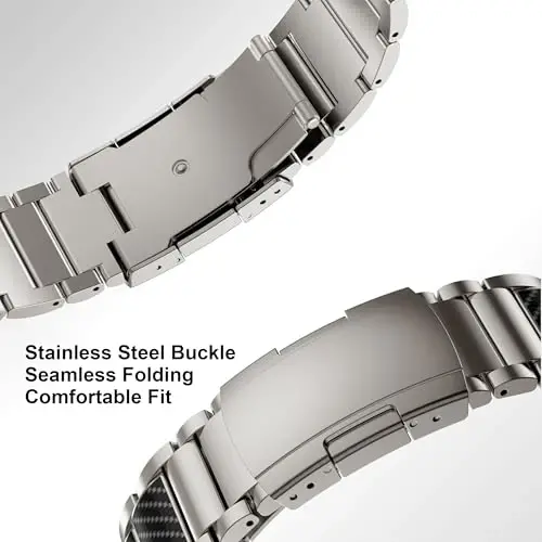 BAIHUIAM Titanium Bands Galaxy Watch Ultra 2/1 47mm Band bilan mos keladi, Erkaklar uchun karbon tolali titanium metal band Galaxy Watch 8/7 Ultra 47mm uchun biznes almashtirish tasmasi (2025/2024), Kumush - 4