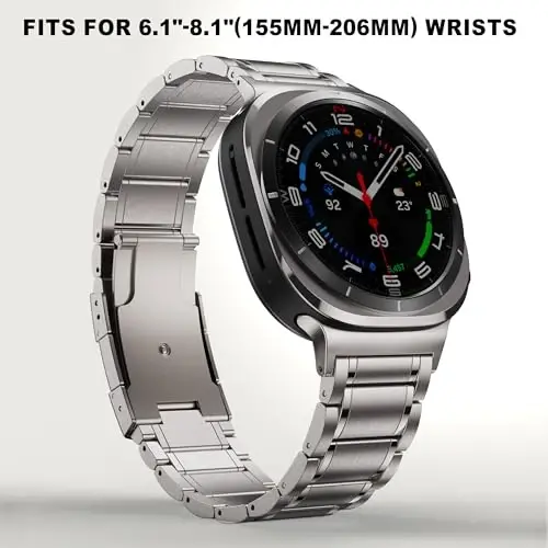BAIHUIAM Titanium Bands Galaxy Watch Ultra 2/1 47mm Band bilan mos keladi, Erkaklar uchun qattiq Titanium Metal Band Business Galaxy Watch 8/7 Ultra 47mm (2025/2024) uchun almashtirish tasmasi, Kumush - 5