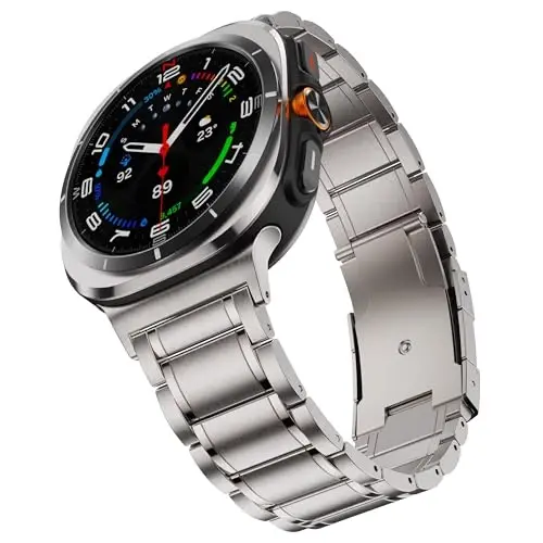 BAIHUIAM Titanium Bands Galaxy Watch Ultra 2/1 47mm Band bilan mos keladi, Erkaklar uchun qattiq Titanium Metal Band Business Galaxy Watch 8/7 Ultra 47mm (2025/2024) uchun almashtirish tasmasi, Kumush - BAIHUIAM