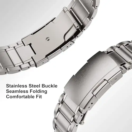 BAIHUIAM Titanium Bands Galaxy Watch Ultra 2/1 47mm Band bilan mos keladi, Erkaklar uchun qattiq Titanium Metal Band Business Galaxy Watch 8/7 Ultra 47mm (2025/2024) uchun almashtirish tasmasi, Kumush - 4