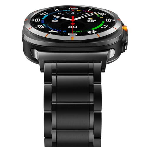 BAIHUIAM Титановые Браслеты Совместимые с Galaxy Watch Ultra 47 мм для Мужчин Женщин, Прочный Титановый Металлический Браслет Деловой Ремешок Браслет для Galaxy Watch 7 Ultra 47 мм, Черный - 2