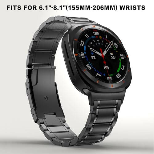 BAIHUIAM Titanyum Bantlar Galaxy Watch Ultra 47mm ile Uyumlu Erkekler Kadınlar İçin, Sağlam Titanyum Metal Bant İş Kayışı Bileklik Galaxy Watch 7 Ultra 47mm İçin, Siyah - 5