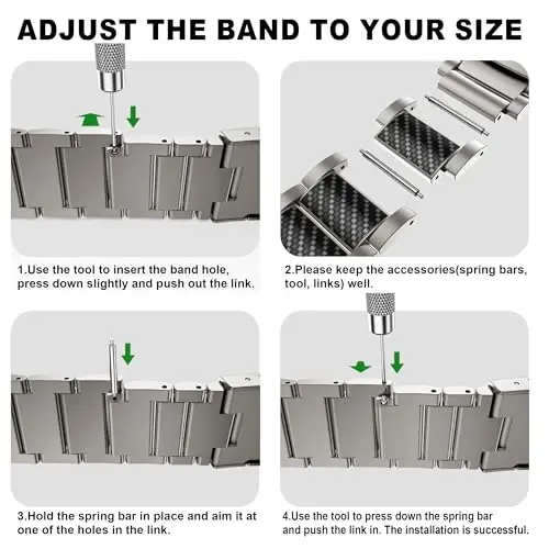 BAIHUIAM Titanium Bands Compatible with Galaxy Watch Ultra 2/1 47mm Band for Men, Carbon Fiber Titanium Metal Band Business Replacement Strap for Galaxy Watch 8/7 Ultra 47mm (2025/2024), Silver - 6