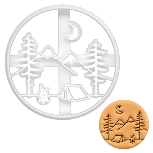BAKERLOGY Camping Scene Cookie Cutter - Detailed Biscuit Cutter Design for Baking and Crafts, ideal on fondant, dough, clay - Bakerlogy