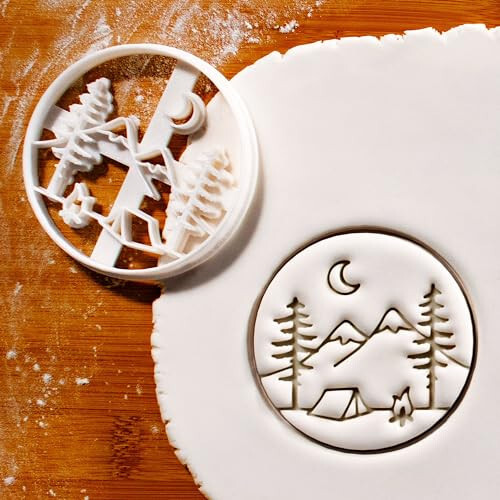 BAKERLOGY Camping Scene Cookie Cutter - Detailed Biscuit Cutter Design for Baking and Crafts, ideal on fondant, dough, clay - Bakerlogy (1)