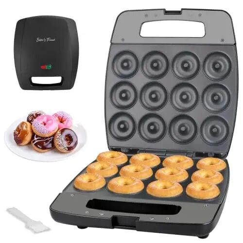 Baker's Friend Mini Donut Maker Machine, Bake 12 Mini Doughnuts, Maquina Para Hacer Donas, Perfect for Breakfast, Snacks, Desserts & More, Graphite - Baker's Friend
