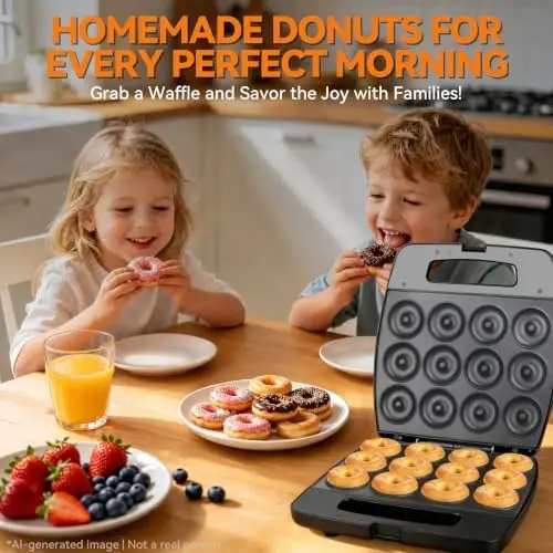 Baker's Friend Mini Donut Maker Machine, Bake 12 Mini Doughnuts, Maquina Para Hacer Donas, Perfect for Breakfast, Snacks, Desserts & More, Graphite - 5