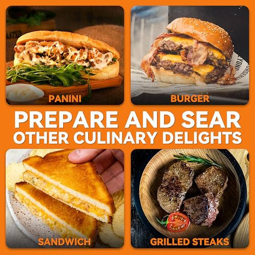 Baker's Friend Panini Press Electric Griddle, Panini Grill Press Sandwich Maker Press, Grilled Cheese Maker, Sandwichera Electrical, Browning Control, Non Stick Surfaces, 4-Slices, Stainless Steel - 6