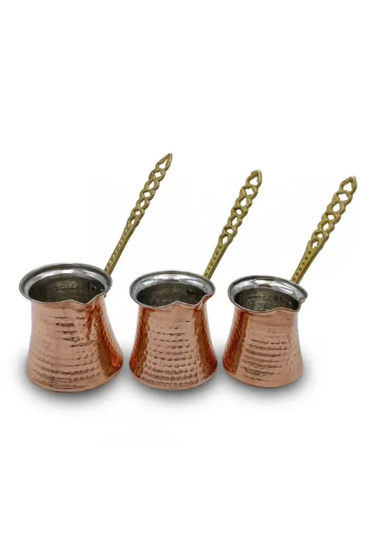 Bakır Kahve Cezvesi 3'lü Set - 2
