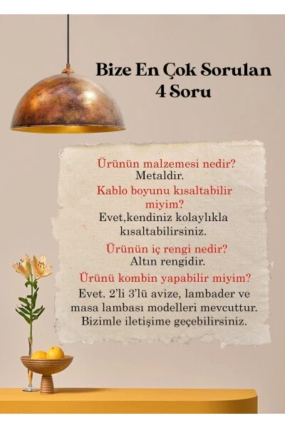 Bakır Rengi Linate Avizetekli Sarkıt Retro Restoran Yemek Toplantı Odası Masaüstü Pastane Bar - BAMYUM (1)