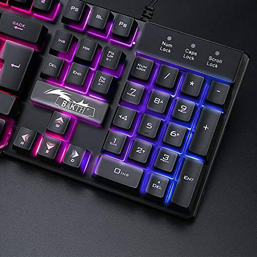 BAKTH Multiple Color Rainbow LED Backlit Mechanical Feeling USB Wired Gaming Keyboard and Mouse Combo for Working or Game - 2