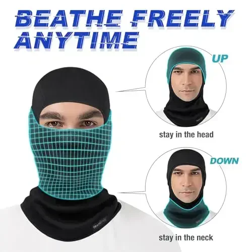 Balaclava Ski Mask (with Breathable Holes) Windproof Winter Fleece Neck Face Warmer for Men&Women Black - Balaclava