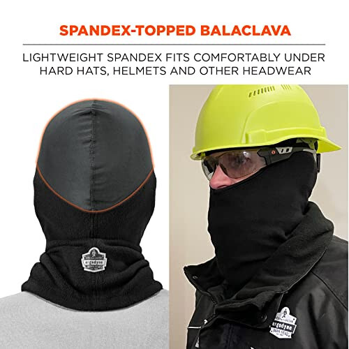 Balaclava with Spandex Top, Comfortable Wear Under Helmet, Winter Face Mask, Ergodyne N-Ferno 6822, Black - 2