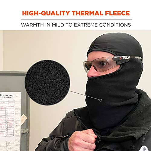 Balaclava with Spandex Top, Comfortable Wear Under Helmet, Winter Face Mask, Ergodyne N-Ferno 6822, Black - 3