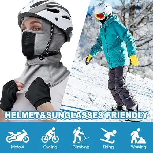 Balaklava Kayak Maskesi (Nefes Alabilen Delikli) Rüzgar Geçirmez Kışlık Polar Boyun Yüz Isıtıcısı Erkekler ve Kadınlar için - 5