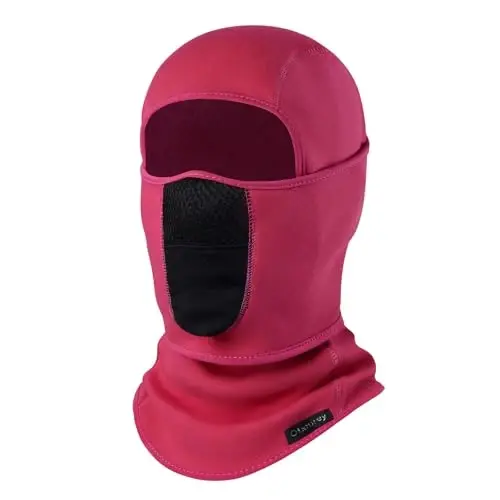 Balaclava Ski Mask (with Breathable Holes) Windproof Winter Fleece Neck Face Warmer for Men&Women Rose Red - 1