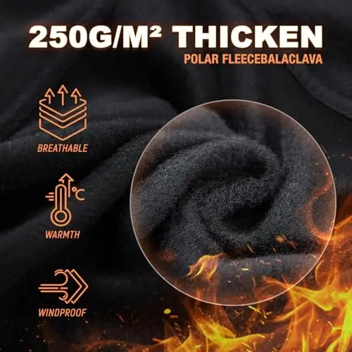 Balaclava Ski Mask (with Breathable Holes) Windproof Winter Fleece Neck Face Warmer for Men&Women - 3