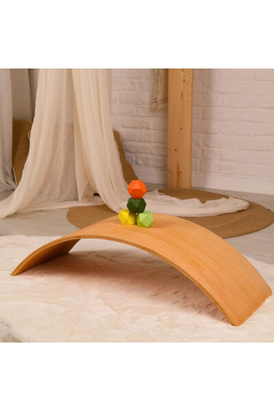 Balance Board, Smooth Surface Montessori Board, For Children and Adults, Curved Wood - 7