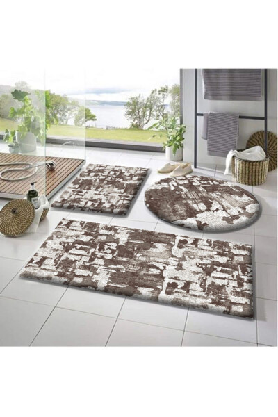 Balat Carpet Bathroom Mat Set of 3, 50x50 (round) 50x60 and 50x90 Plush Bathroom Mat - 1