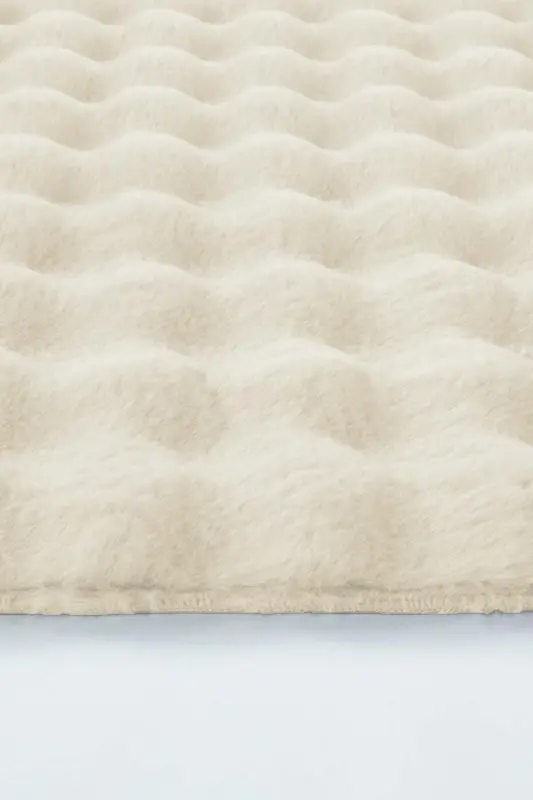 Balat Rug 3-Piece Non-Slip Bubble Plush Bath Mat Set Cream 50x50(ROUND)-50x60 & 50x90 - 4