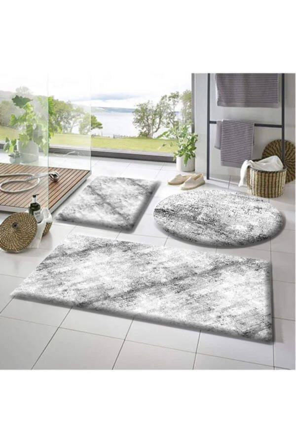 Balat Rug Bathroom Mat 3-Piece 50x50 (round) 50x60 and 50x90 Plush Bathroom Mat - 2