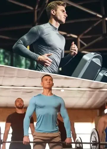 baleaf Erkaklar uchun quyoshdan himoya qiluvchi futbolkalar UV SPF UPF 50+ uzun yengli Rash Guard baliq ovlash yugurish tez quriydigan yengil - 5