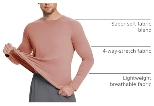 baleaf Erkaklar uchun quyoshdan himoya qiluvchi futbolkalar UV SPF UPF 50+ uzun yengli Rash Guard baliq ovlash yugurish tez quriydigan yengil - 4