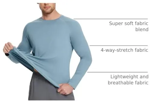 baleaf Men's Sun Protection Shirts UV SPF UPF 50+ Long Sleeve Rash Guard Fishing Running Quick Dry Lightweight 