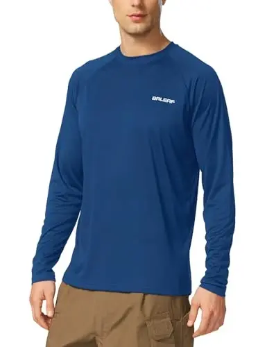 baleaf Mens UPF 50+ Sun Protection Shirts Long Sleeve Rash Guard, Quick Dry 4-Way Stretch for Fishing Swimming Surfing 
