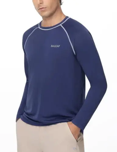 baleaf Erkek UPF 50+ Güneş Korumalı Uzun Kollu Tişört, Balıkçılık, Yüzme ve Sörf için Hızlı Kuruyan 4 Yönlü Esnek Rash Guard - 4