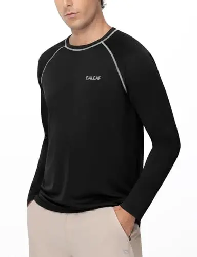 baleaf Mens UPF 50+ Sun Protection Shirts Long Sleeve Rash Guard, Quick Dry 4-Way Stretch for Fishing Swimming Surfing - 3