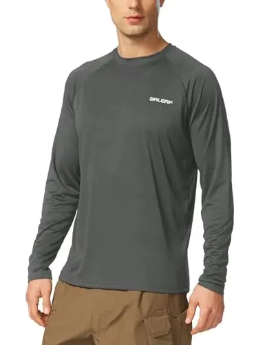baleaf Men's Sun Protection Shirts UV SPF UPF 50+ Long Sleeve Rash Guard Fishing Running Quick Dry Lightweight 