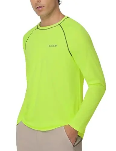 baleaf Mens UPF 50+ Quyoshdan saqlovchi ko'ylaklar Uzun yengli Rash Guard, Baliq ovlash suzish sörfing uchun tez quriydigan 4 tomonlama cho'zilish - 1