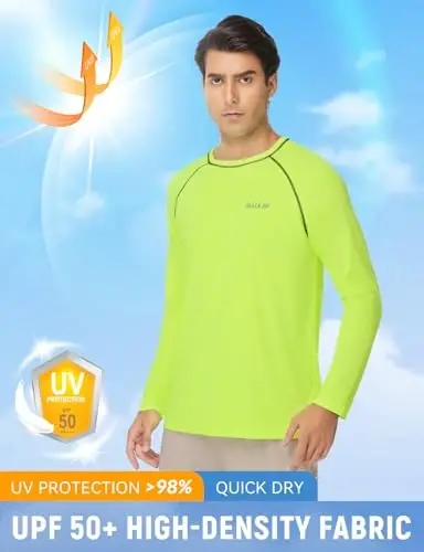 baleaf Mens UPF 50+ Quyoshdan saqlovchi ko'ylaklar Uzun yengli Rash Guard, Baliq ovlash suzish sörfing uchun tez quriydigan 4 tomonlama cho'zilish - 4