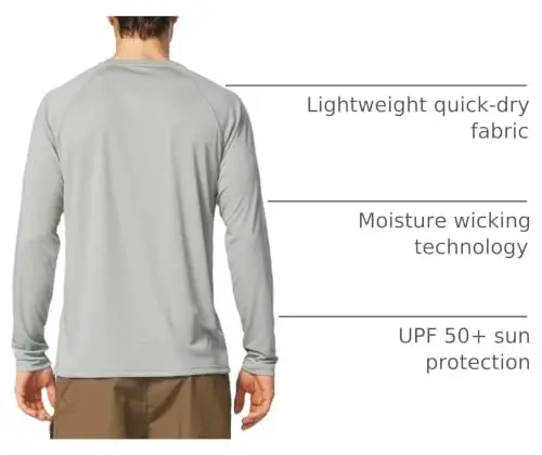baleaf Men's UPF 50+ Sun Protection Shirts Long Sleeve Rash Guard | 4-Way Stretch, Quick Dry, Soft comfort Fabric, UV Protection, Breathable Lightweight for Fishing, Swimming, Surfing - 4