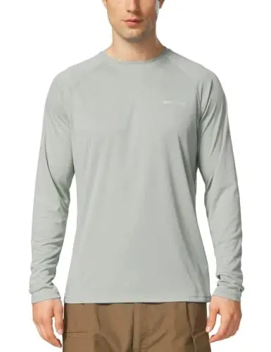 baleaf Men's UPF 50+ Sun Protection Shirts Long Sleeve Rash Guard | 4-Way Stretch, Quick Dry, Soft comfort Fabric, UV Protection, Breathable Lightweight for Fishing, Swimming, Surfing - 5