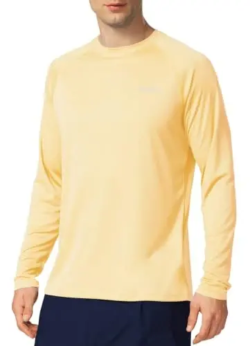 baleaf Men's UPF 50+ Sun Protection Shirts Long Sleeve Rash Guard | 4-Way Stretch, Quick Dry, Soft comfort Fabric, UV Protection, Breathable Lightweight for Fishing, Swimming, Surfing - BALEAF