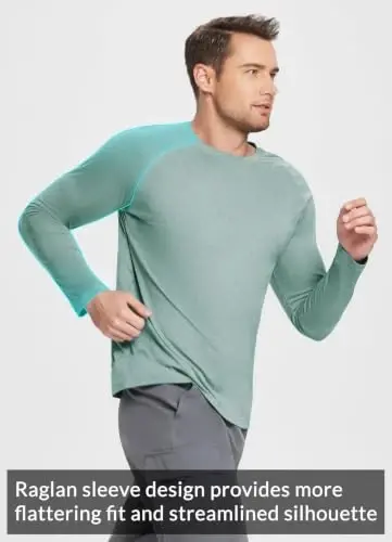 baleaf Men's UPF 50+ Sun Protection Shirts Long Sleeve Rash Guard | 4-Way Stretch, Quick Dry, Soft comfort Fabric, UV Protection, Breathable Lightweight for Fishing, Swimming, Surfing - 3