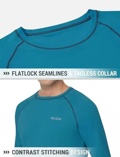 baleaf Mens UPF 50+ Sun Protection Shirts Long Sleeve Rash Guard, Quick Dry 4-Way Stretch for Fishing Swimming Surfing - 5