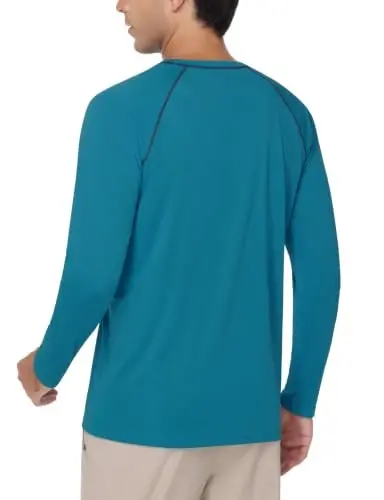baleaf Mens UPF 50+ Sun Protection Shirts Long Sleeve Rash Guard, Quick Dry 4-Way Stretch for Fishing Swimming Surfing 