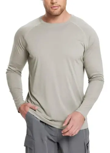 baleaf Mens UPF 50+ Sun Protection Shirts Long Sleeve Rash Guard, Quick Dry 4-Way Stretch for Fishing Swimming Surfing 