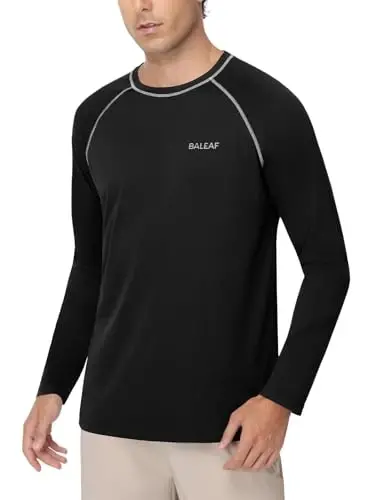 baleaf Mens UPF 50+ Sun Protection Shirts Long Sleeve Rash Guard, Quick Dry 4-Way Stretch for Fishing Swimming Surfing - BALEAF