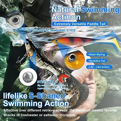 Fishing Lures Tackle Box Bass Kit, Including Animated Lure,Crankbaits,Spinnerbaits,Soft Plastic Worms, Topwater Lures,Hooks,Saltwater & Freshwater Fishing Gear for Bass,Trout, Salmon. - 2