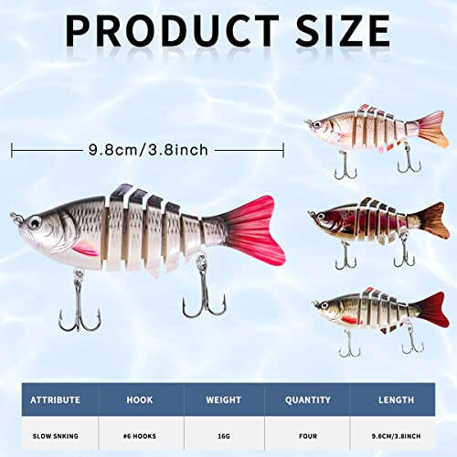Fishing Lure Kit Topwater Bass Lures Fishing Lures Slow Sinking Swimming Lures Multi Jointed Swimbait Lifelike Hard Bait Trout Perch - 8