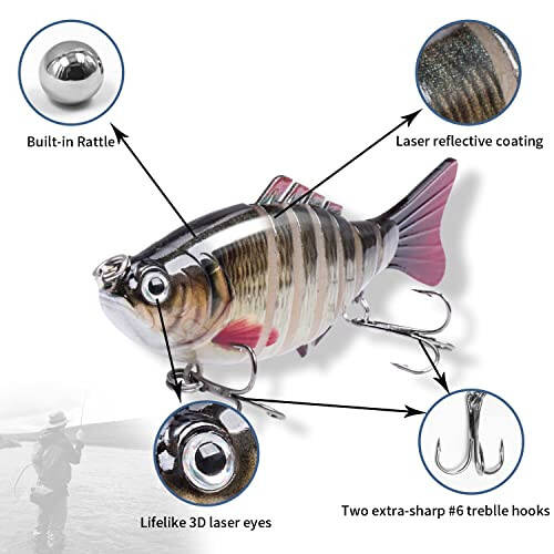 Fishing Lure Kit Topwater Bass Lures Fishing Lures Slow Sinking Swimming Lures Multi Jointed Swimbait Lifelike Hard Bait Trout Perch - 9